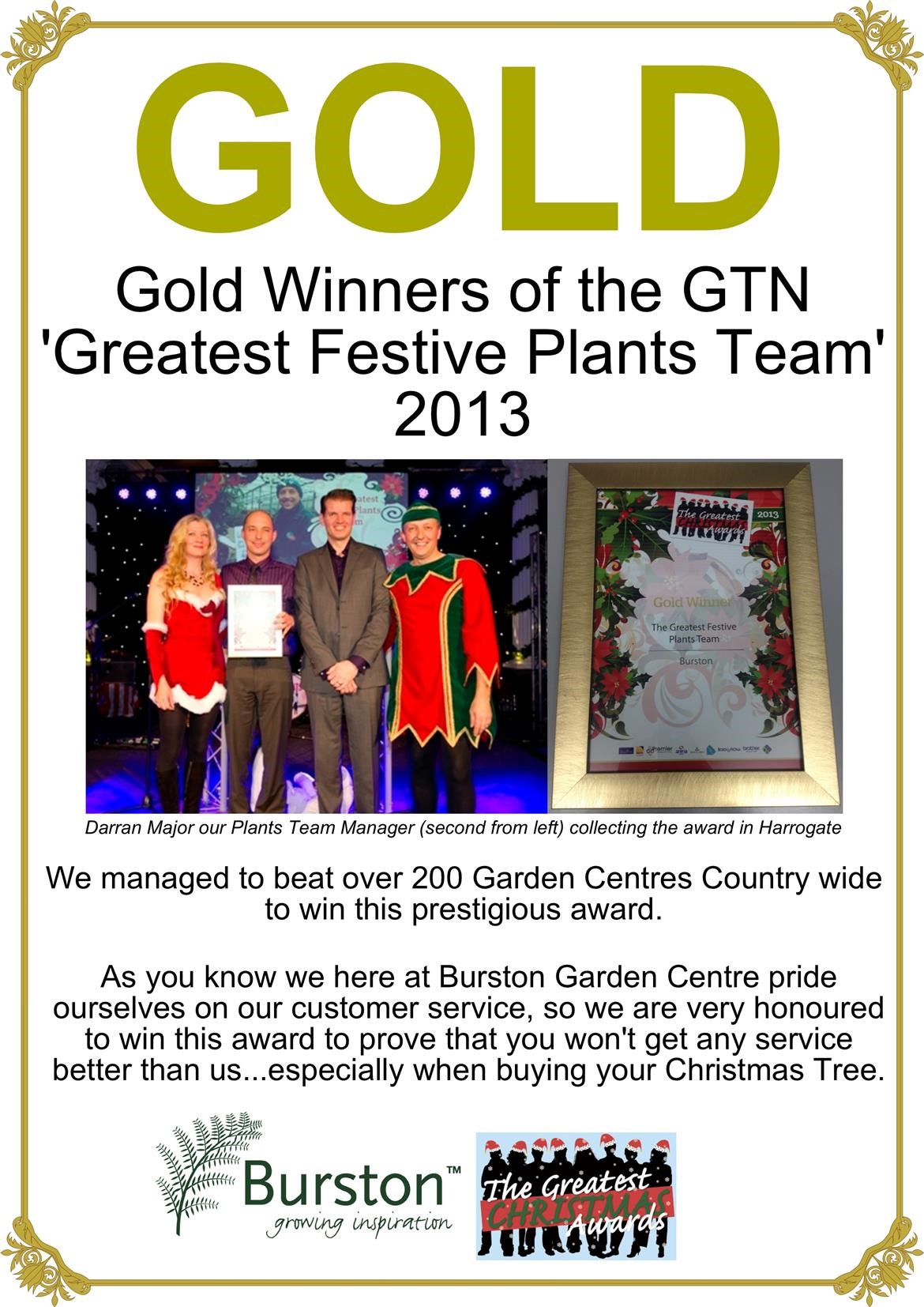 Gold Winners of the GTN 'Greatest Festive Plants Team' 2013 - Burston Garden Centre