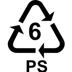 6 ps plastic symbol - recycling